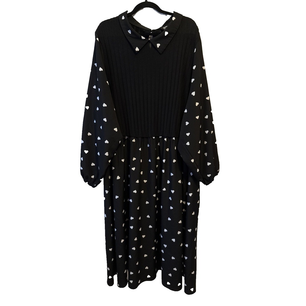 Bloomchic Peter Pan Collar Heart Print Dress Women's Plus‎ 30 Cottage Valentines